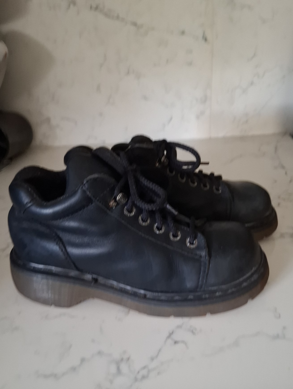 Dr. Martens Vintage Black Leather Lace-Up Work Boots Made In England - Picture 3 of 11
